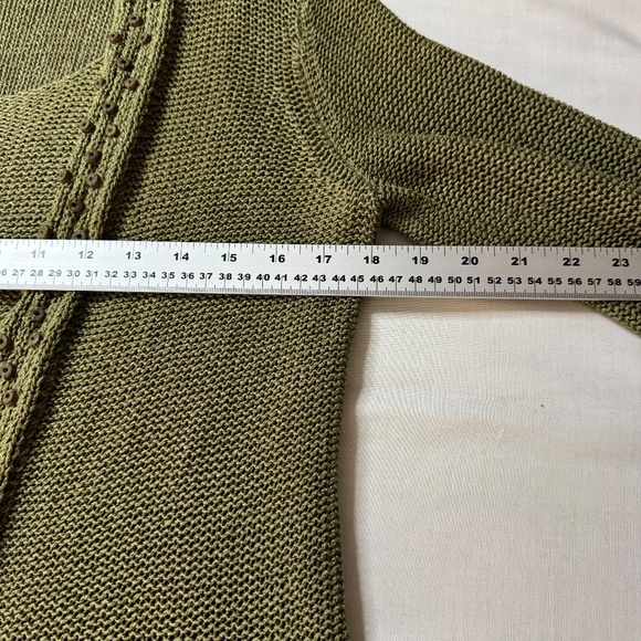 Jana Heavy Mesh Knit 3/4 Sleeve Lagenlook Sweater with Attached Front Green M - Picture 10 of 15